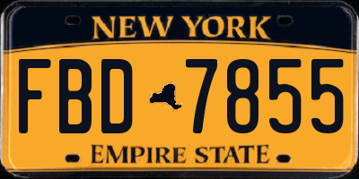 NY license plate FBD7855