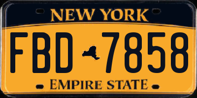 NY license plate FBD7858