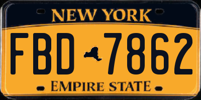 NY license plate FBD7862