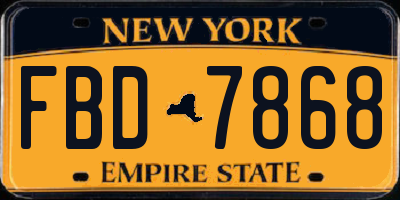 NY license plate FBD7868