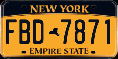 NY license plate FBD7871