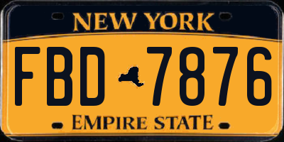 NY license plate FBD7876