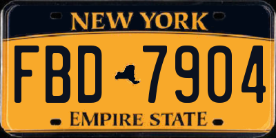 NY license plate FBD7904