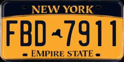NY license plate FBD7911
