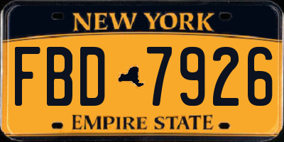 NY license plate FBD7926