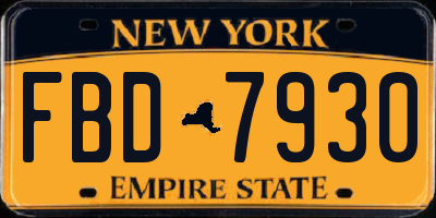 NY license plate FBD7930