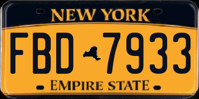 NY license plate FBD7933