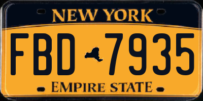 NY license plate FBD7935