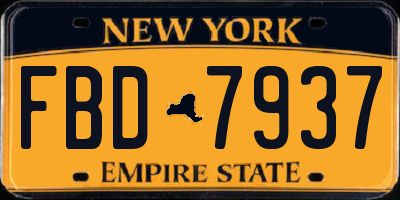 NY license plate FBD7937