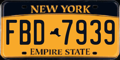 NY license plate FBD7939