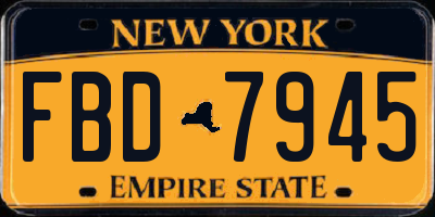 NY license plate FBD7945