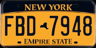 NY license plate FBD7948