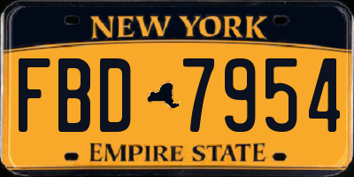 NY license plate FBD7954