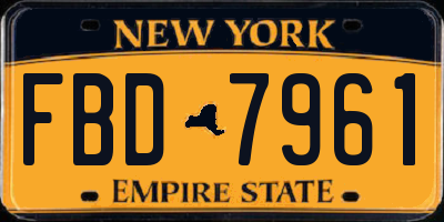 NY license plate FBD7961