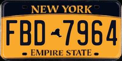 NY license plate FBD7964