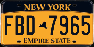 NY license plate FBD7965