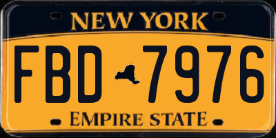 NY license plate FBD7976