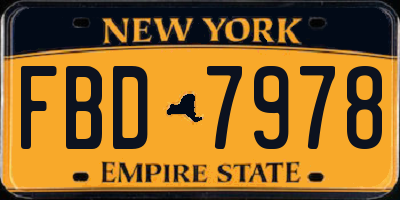 NY license plate FBD7978