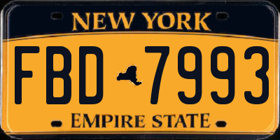NY license plate FBD7993