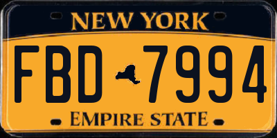 NY license plate FBD7994