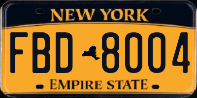 NY license plate FBD8004