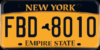NY license plate FBD8010