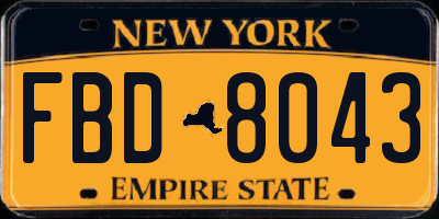 NY license plate FBD8043