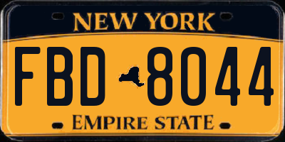 NY license plate FBD8044