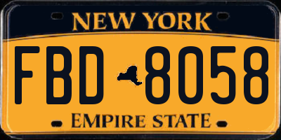 NY license plate FBD8058