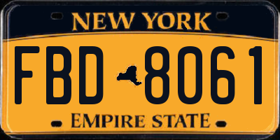 NY license plate FBD8061