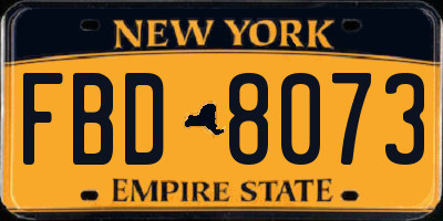 NY license plate FBD8073