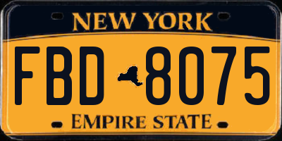 NY license plate FBD8075