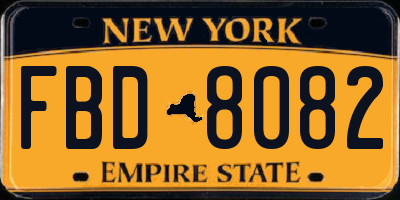 NY license plate FBD8082