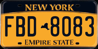 NY license plate FBD8083