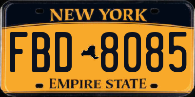 NY license plate FBD8085