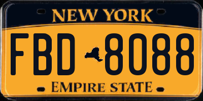 NY license plate FBD8088