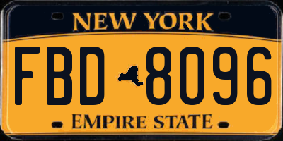 NY license plate FBD8096