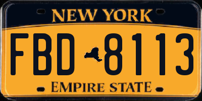 NY license plate FBD8113