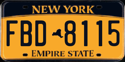 NY license plate FBD8115