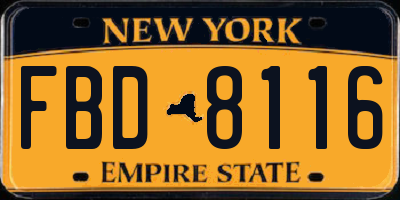 NY license plate FBD8116