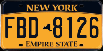 NY license plate FBD8126