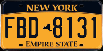 NY license plate FBD8131