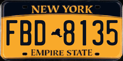 NY license plate FBD8135