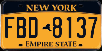 NY license plate FBD8137