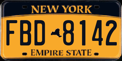 NY license plate FBD8142