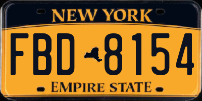 NY license plate FBD8154