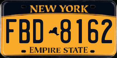 NY license plate FBD8162