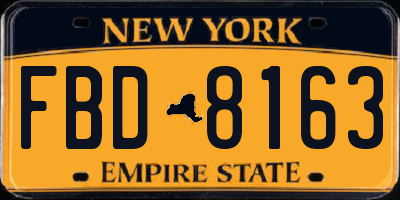NY license plate FBD8163
