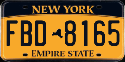 NY license plate FBD8165