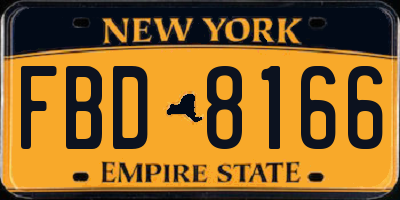 NY license plate FBD8166